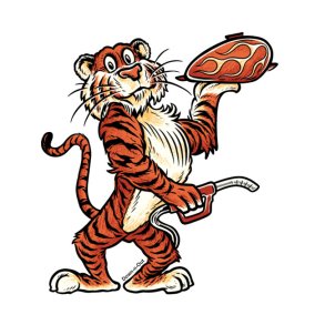 DOWN-N-OUT TIGER IN YOUR TANK STICKER 7,62 x 11,43 cm