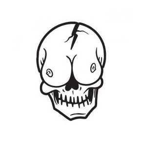 DOWN-N-OUT SKULL BOOB STICKER Everyone needs stickers, no explanation necessary!  7,62 x 11,43 cm