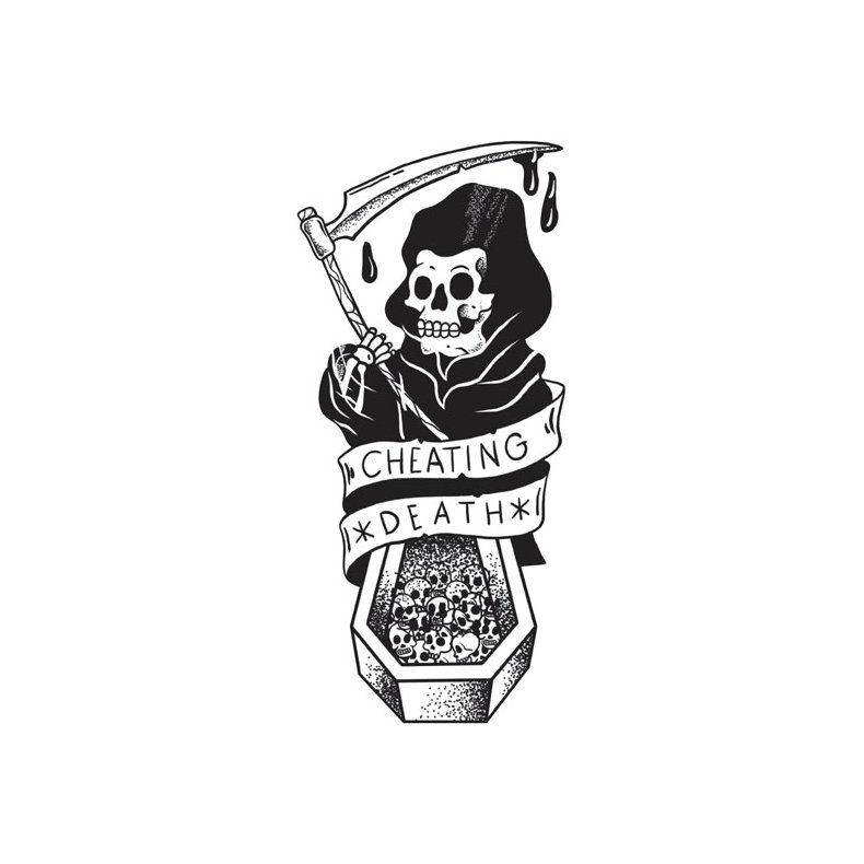 DOWN-N-OUT CHEATING DEATH REAPER STICKER Everyone needs stickers, no explanation necessary!  