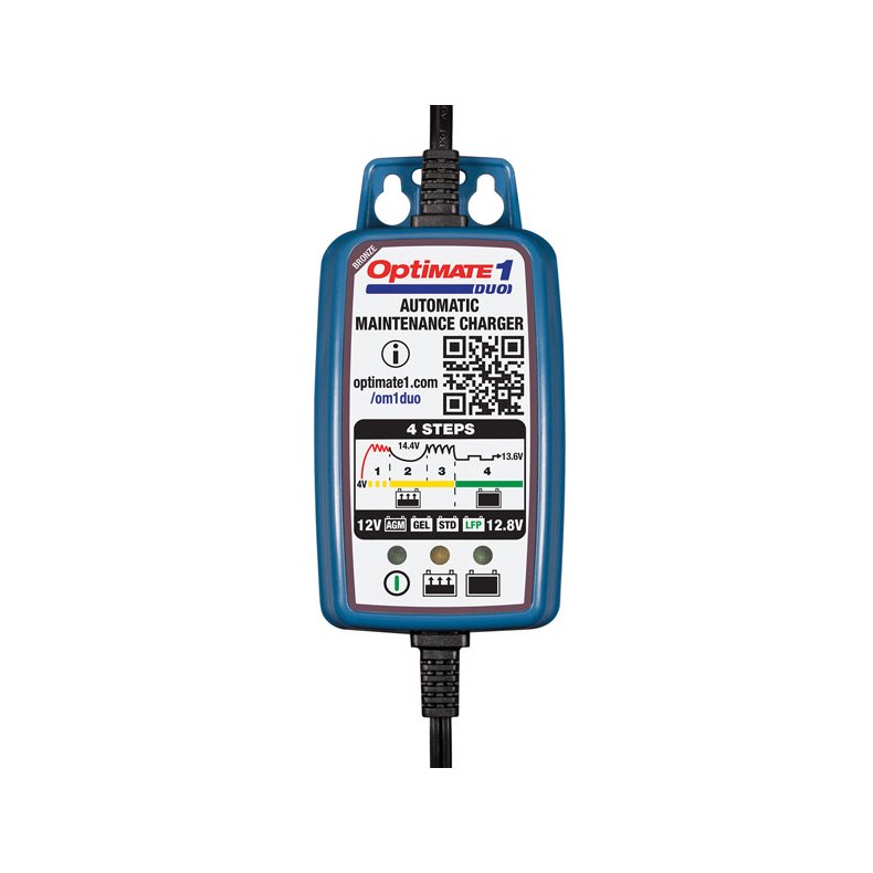 OPTIMATE 1+ DESKTOP DUO BATTERILADER &amp; VEDLIGEHOLDER, PASSER OGS TIL LITIHUM BATTERI