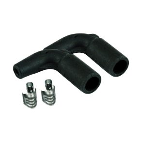 TAYLOR, TWIN CAM STYLE COIL BOOTS. BLACK, 90 90 angle.