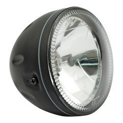 HALO CAFE RACER HEADLIGHT H4, BLACK, E-MARK, til sidemontering