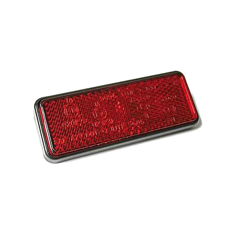 REFLECTOR RED; ECE APPROVED; RECTANGULAR; 92X36MM; M5 THREADED BOLT WITH FLANGE NUT