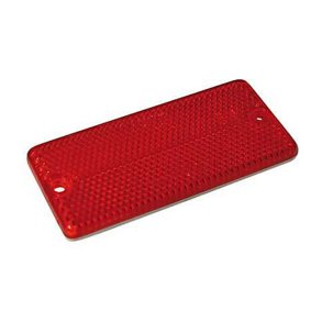 REFLECTOR RED; E-APPROVED; RECTANGULAR WITH TWO MOUNTING HOLES + SELF-ADHESIVE; 90X40MM