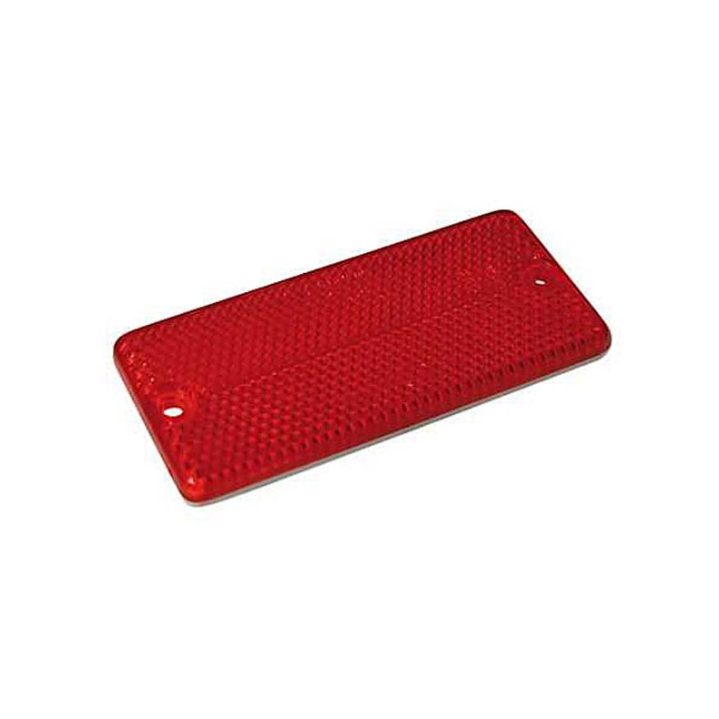 REFLECTOR RED; E-APPROVED; RECTANGULAR WITH TWO MOUNTING HOLES + SELF-ADHESIVE; 90X40MM