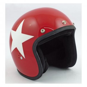 BANDIT STAR JET HELMET, RED W/WHITE STAR