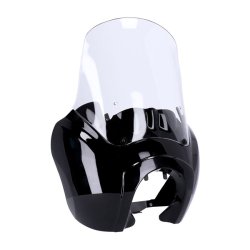 FRONT FAIRING GLOSS BLACK With clear windshield.  Fits: > 06-17 Dyna(NU)