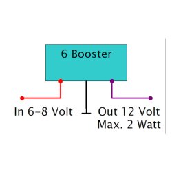 AXEL JOOST ELEKTRONIK, 6 BOOSTER. 6V TO 12V CONVERTER This module is a 6 Volt to 12 Volt converter. 