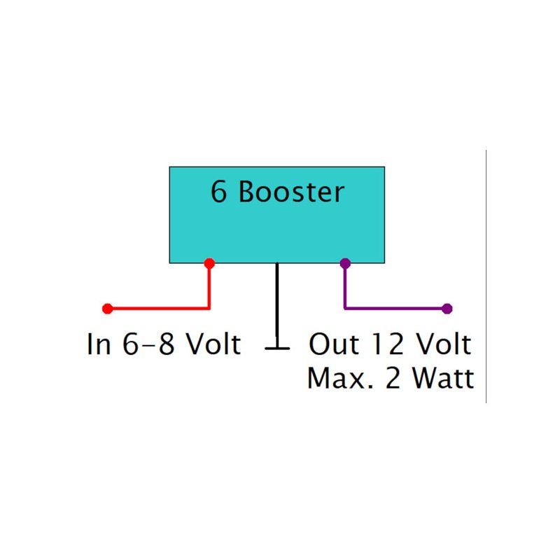 AXEL JOOST ELEKTRONIK, 6 BOOSTER. 6V TO 12V CONVERTER This module is a 6 Volt to 12 Volt converter. 