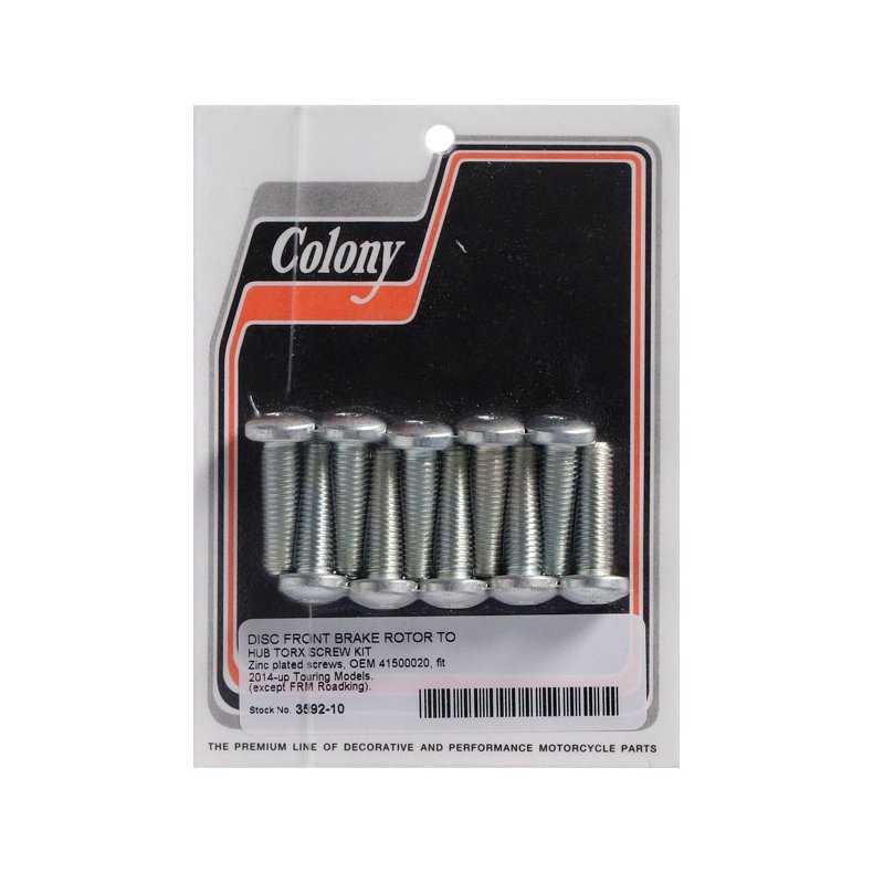 COLONY, BRAKE ROTOR BOLT KIT Zinc Plated Torx Head Screws  14-up FLT/Touring excl FRM Roadking