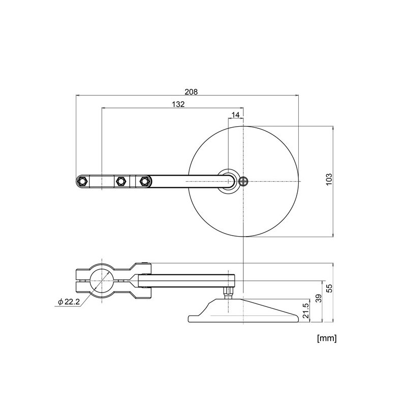 DAYTONA, CLAMP-ON ABS MIRROR. 22MM -