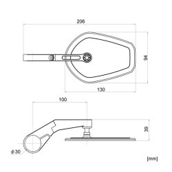 DAYTONA, CLAMP-ON FLAT D-MIRROR. NUMBER 15