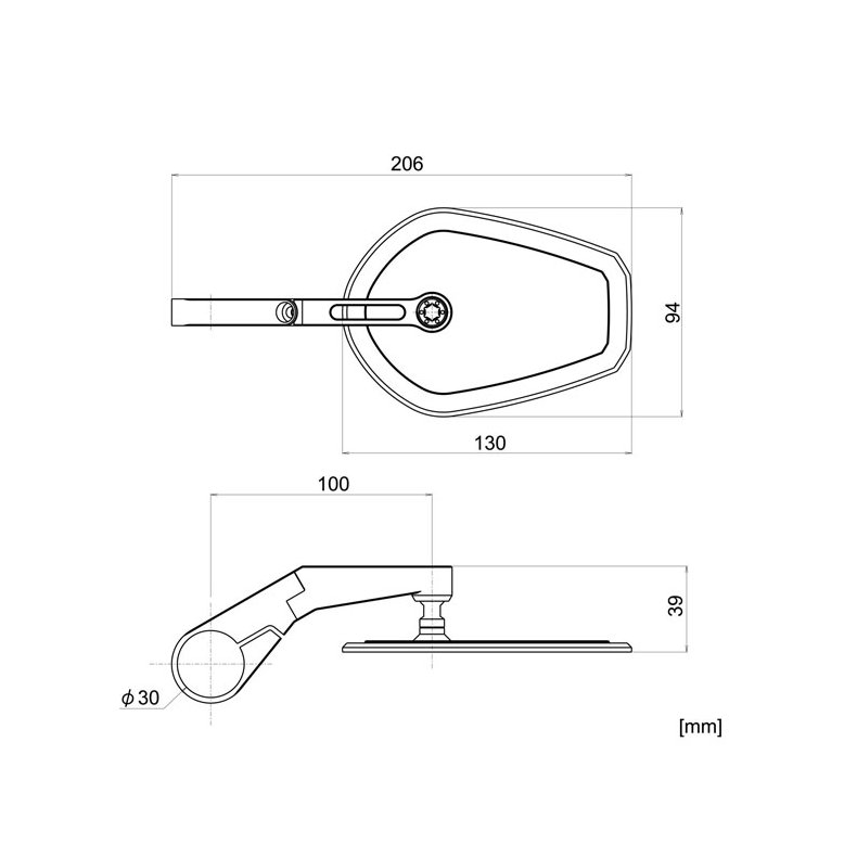 DAYTONA, CLAMP-ON FLAT D-MIRROR. NUMBER 15