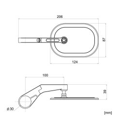 DAYTONA, CLAMP-ON FLAT D-MIRROR. NUMBER 16 - For left or right side use