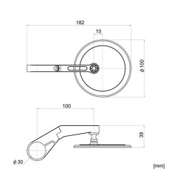 DAYTONA, CLAMP-ON FLAT D-MIRROR. NUMBER 17 