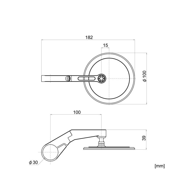 DAYTONA, CLAMP-ON FLAT D-MIRROR. NUMBER 17 