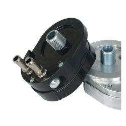 JAGG, OFFSET OIL FILTER ADAPTER, BLACK WITH THERMOSTAT 