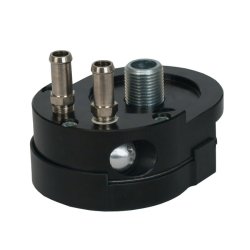 JAGG, OFFSET OIL FILTER ADAPTER, BLACK WITH THERMOSTAT 