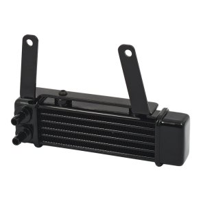 HORIZONTAL OIL COOLER, 6-ROW BLACK LOW-MOUNT  Fits: > 00-17 Softail (excl. ABS models)