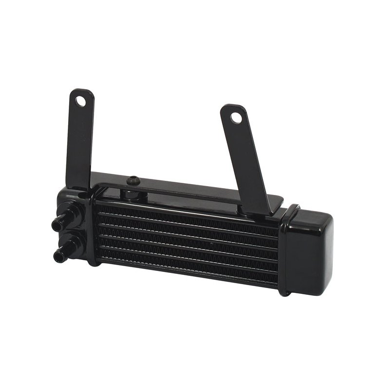 HORIZONTAL OIL COOLER, 6-ROW BLACK LOW-MOUNT  Fits: > 00-17 Softail (excl. ABS models)