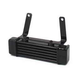 HORIZONTAL OIL COOLER, 6-ROW BLACK LOW-MOUNT  Fits: > 00-17 Softail (excl. ABS models)