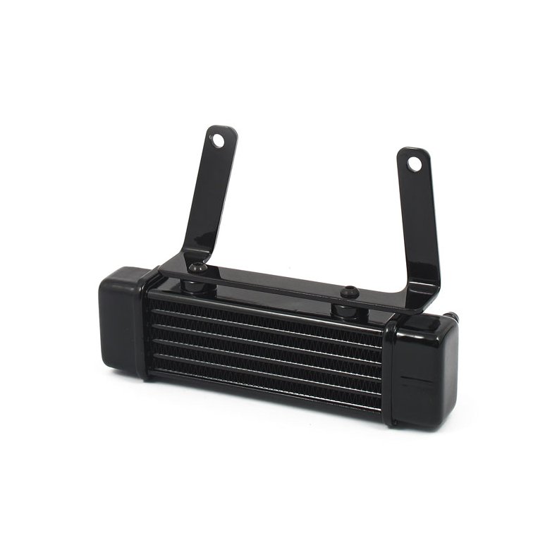 HORIZONTAL OIL COOLER, 6-ROW BLACK LOW-MOUNT  Fits: > 00-17 Softail (excl. ABS models)