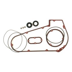 JAMES, PRIMARY COVER GASKET &amp; SEAL KIT.66-86 4-speed B.T.; 86-88 5-speed Softail
