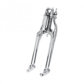 REPRODUCTION SPRINGER FORK ALL CHROME; WITH LEFT SIDE BRAKE CALIPER MOUNT  Fits: > 97-09 FLSTS