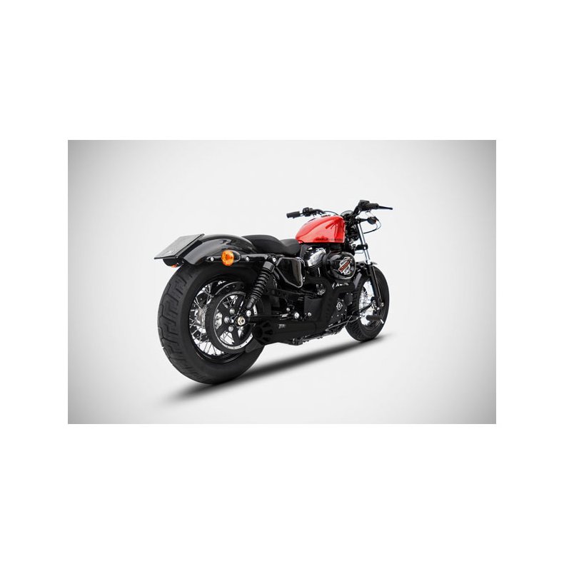  USA Metric ZARD, CONICAL 2-1 SPORTSTER EXHAUST SYSTEM. MATTE BLACK Euro 3 homologated. 
