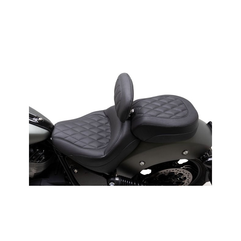 MUSTANG,TOURING SOLO SEAT W/DBR Double Diamond Black standard touring  Fits:  Indian Chief 22 and up