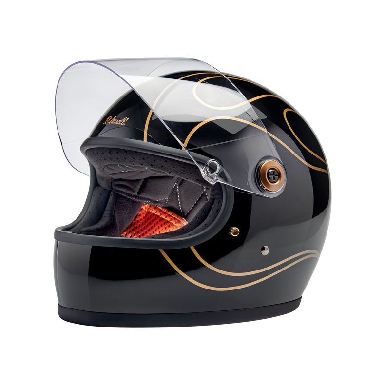 BILTWELL GRINGO S HJELM  GLOSS BLACK FLAMES