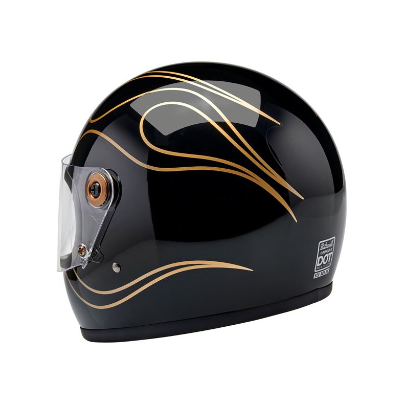 BILTWELL GRINGO S HJELM  GLOSS BLACK FLAMES