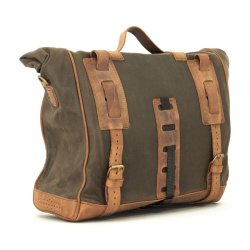 Twin 650 Saddeltaske lder. Longride, 'Old Chopper' waxed cotton saddlebag. Khaki