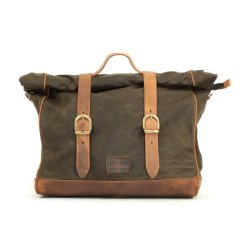 Twin 650 Saddeltaske lder. Longride, 'Old Chopper' waxed cotton saddlebag. Khaki