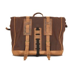 Twin 650 Saddeltaske lder. Longride, 'Old Chopper' waxed cotton saddlebag. Marron Brown Large. 