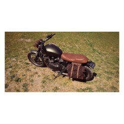 Twin 650 Saddeltaske lder. Longride, 'Old Chopper' waxed cotton saddlebag. Marron Brown Large. 
