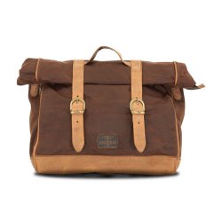 Twin 650 Saddeltaske lder. Longride, 'Old Chopper' waxed cotton saddlebag. Marron Brown Large. 