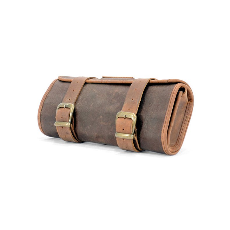 TOOLBAG WAXED COTTON WITH LEATHER FINISH Brown. 