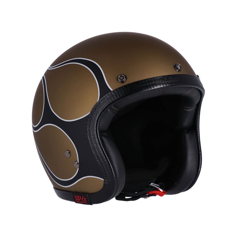 13 1/2 Skull bucket helmet flames matt gold