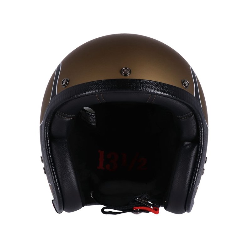 13 1/2 Skull bucket helmet flames matt gold