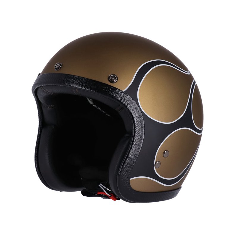 13 1/2 Skull bucket helmet flames matt gold