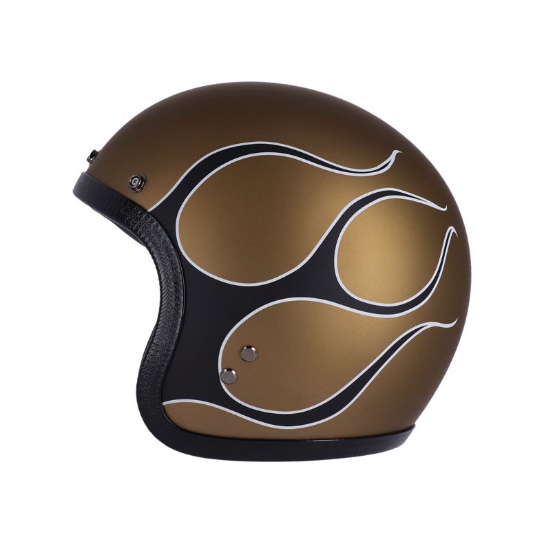 13 1/2 Skull bucket helmet flames matt gold