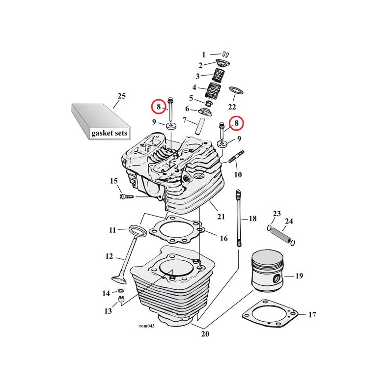 COLONY CYL HEAD BOLT KIT CHROME; 12-POINT DOMED