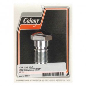 COLONY, FORK TUBE CAP BOLTS CHROME; 35MM TUBES  Fits: > L86-87 XL; 1987 FXR.