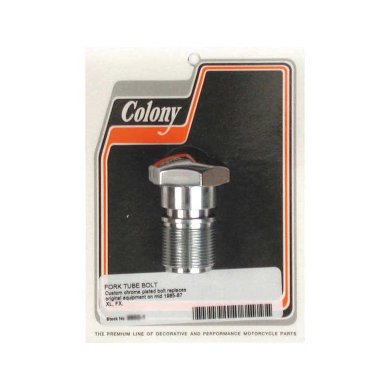 COLONY, FORK TUBE CAP BOLTS CHROME; 35MM TUBES  Fits: > L86-87 XL; 1987 FXR.