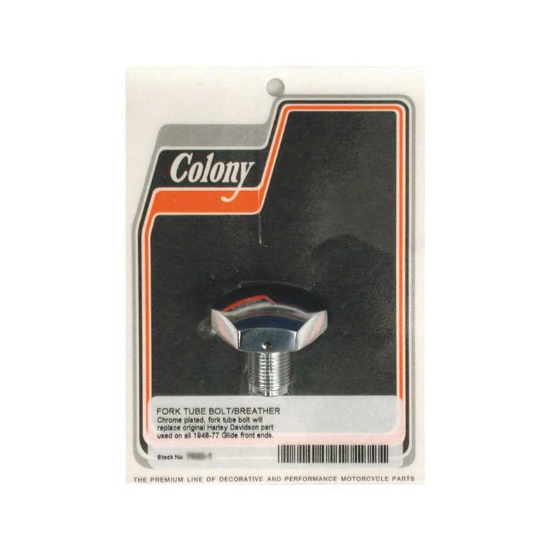 COLONY, FORK TUBE CAP BOLTS CHROME; DOMED; VENTED  Fits: > 49-E77 B.T.(NU)