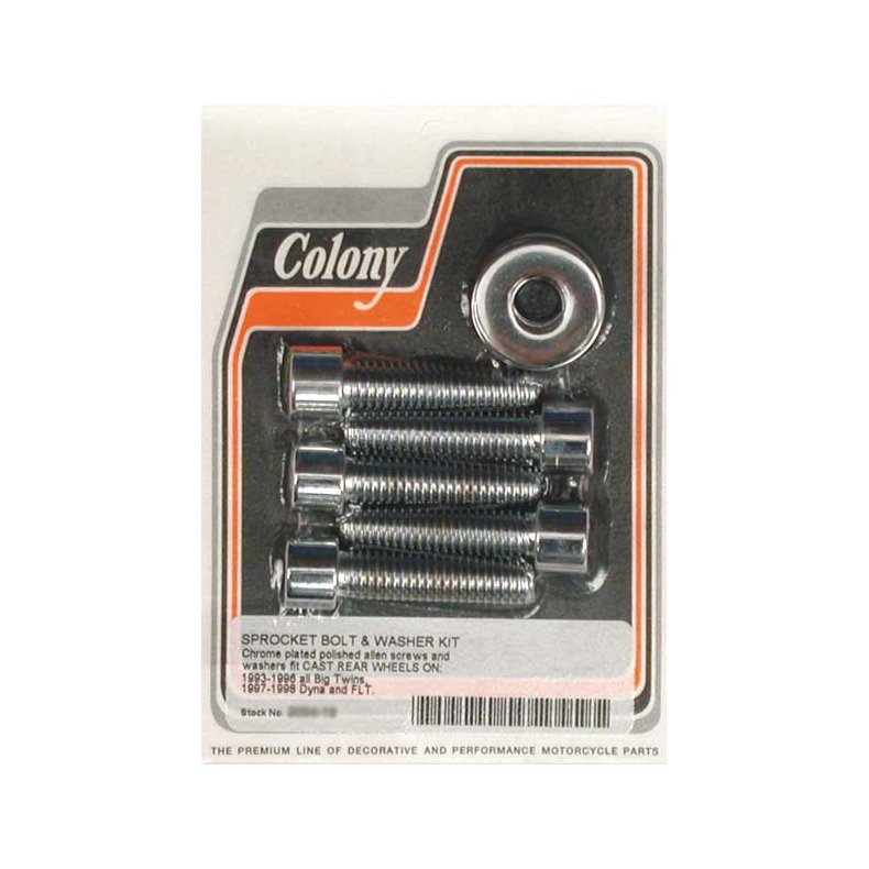 COLONY 7/16 SPROCKET BOLT KIT CHR. POLISHED ALLEN 