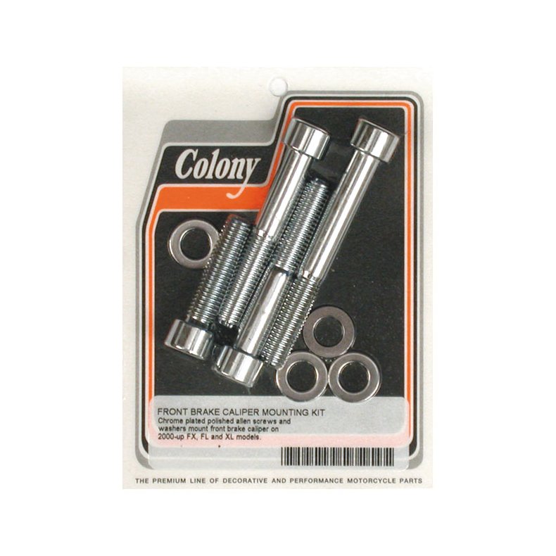 COLONY CALIPER MOUNT BOLT KIT CHROME; ALLENHEAD; FRONT CALIPER  Fits: > 00-07 B.T. (EXCL. SPRINGERS)