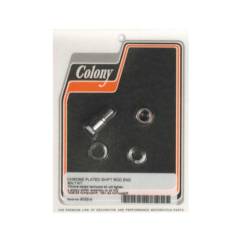 COLONY SHIFTER ROD END BOLT KIT CHROME  Fits: > 36-54 HANDSHIFT H-D; 51-64 FOOTSHIFT H-D(NU)