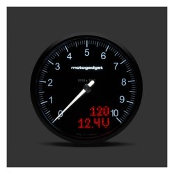 Motogadget, Chronoclassic 2 'Tacho Face'. 10.000RPM. Black B Black with Black Bezel. On this Chronoc
